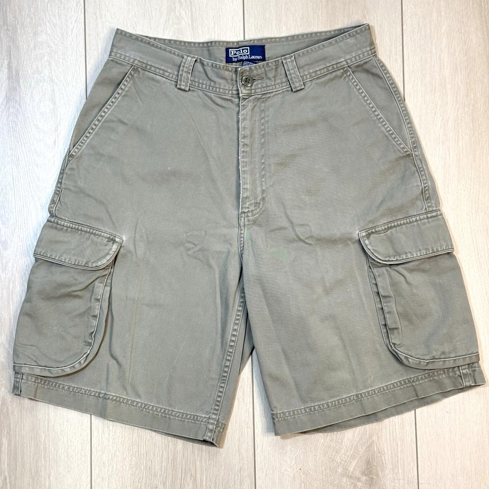 VTG Polo Ralph Lauren Green‎ Cargo Shorts Men's 30 Utility Pockets Cotton